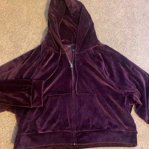 Victoria's Secret velour zip hoodie Size L, Maroon